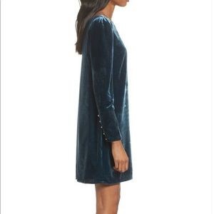 Charles Henry Teal Velvet Sheath Dress